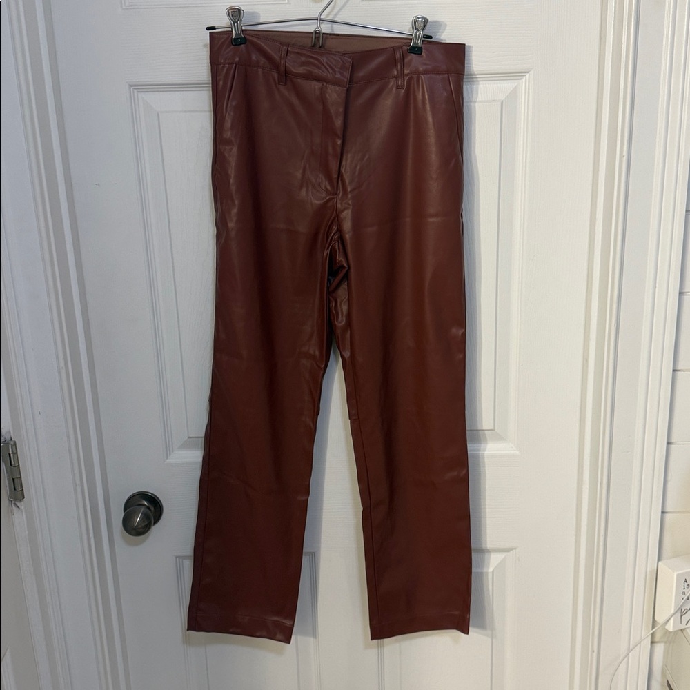 Fab’rik Carmel colored vegan leather pants size medium